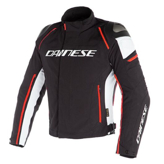 Dainese RACING 3 D-DRY JACKET BLACK/WHITE/FLUO-RED dzseki